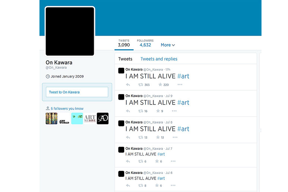 On Kawara’s “I Am Still Alive” Twitter Presence: An Anomaly in Post-Internet Art