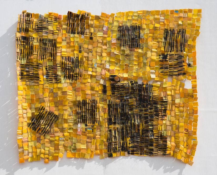 Serge-Attukwei-Clottey-Too-far-from-home-2017-Plastics-wires-and-oil-paint-147.32-x-198.12-cm-Courtesy-the-artist-and-Gallery-1957_preview